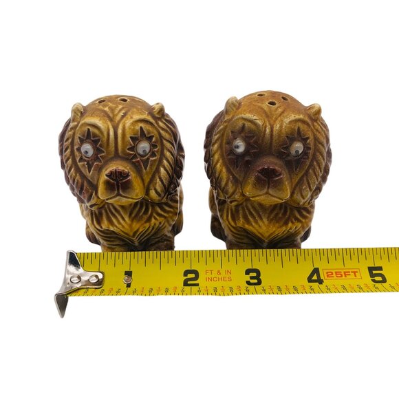 Vtg Ceramic Anthropomorphic Puppy Dog Salt & Pepper Shakers Googly Eyes Japan - Picture 6 of 7